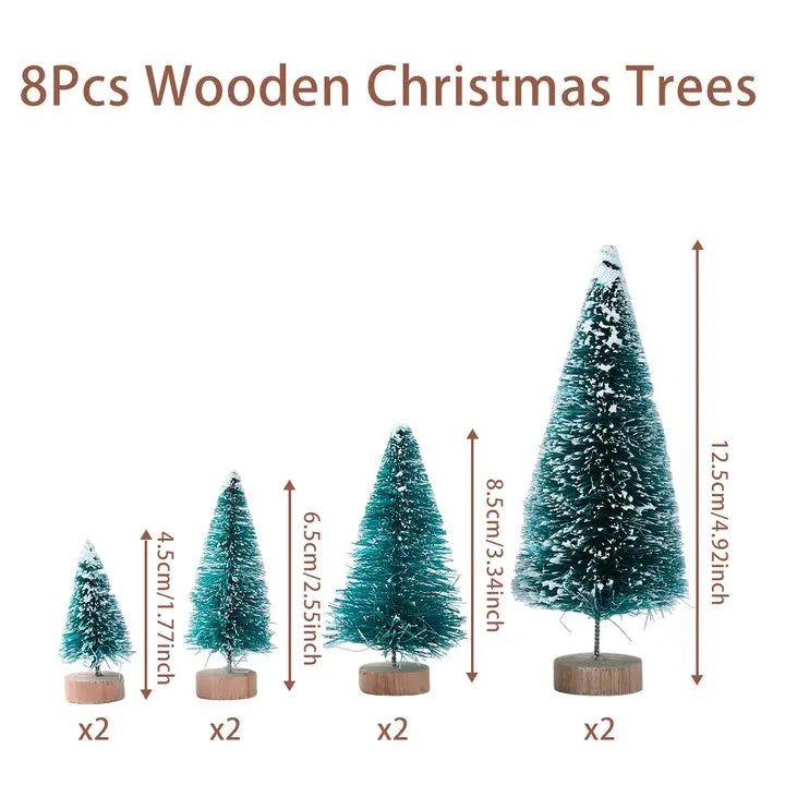 Ihomed Artificial Mini Wooden Christmas Tree Blue Green White Gold Tower Pine Small Sisal Christmas Tree Tabletop Ornament Decor