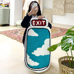 Ihomed Exit Blue Sky White Cloud Beautiful Rug Tapestry Soft Flannel Fun Carpet Decoration Home Non-slip Living Room Housewarming Gift