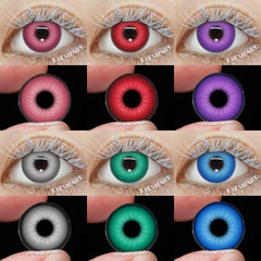 Ihomed Halloween Color Contact Lenses for Anime Cosplay Cute Pink Contact Lens Blue Contact Red Eyes Lense Yearly Colored Lens