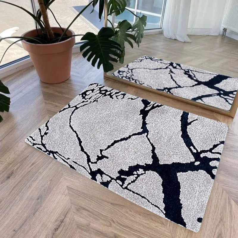 Ihomed Leopard Zebra Toilet Door Mat Tufted Rug Cute Flocking Carpet Marble Texture Floor Pad Anti Slip Doormat Aesthetic Home