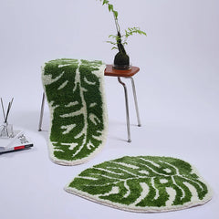 Ihomed Green Leaf Bedside Rug Soft Fluffy Tufting Bedroom Mat Carpet Area Floor Pad Doormat Aesthetic Home Kids Room Nursery Decor