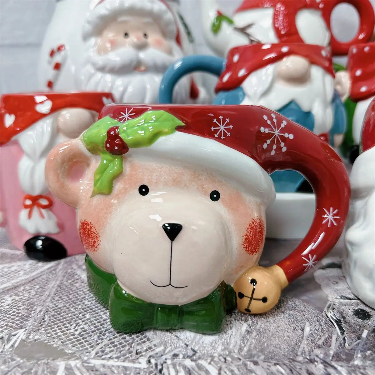 Ihomed Santa Claus Ceramic Jars Storage Candy Jars Handmade Painted Makeup Teapot Christmas Decorations Home Decor Kitchen Acceesories