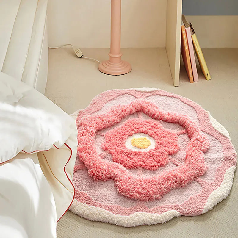 Ihomed New Flower Soft Floor Mat Green Pink Art Rug Cushion Rugs For Bedroom Table Living Room Carpet Home Decor