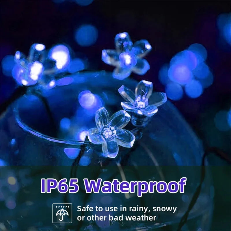 Ihomed Solar Garden Light Flower Outdoor Solar  String Lights Waterproof Fairy Simulation Floral Garlands Lamp Christmas Decoration