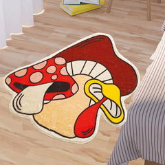 Ihomed Mushroom Soft Carpet Bed Mat Artistic Mat Ins Style Red Pink Chic Cozy Room Soft Absorbent Slip-Resistant Floor Rug Home Deco