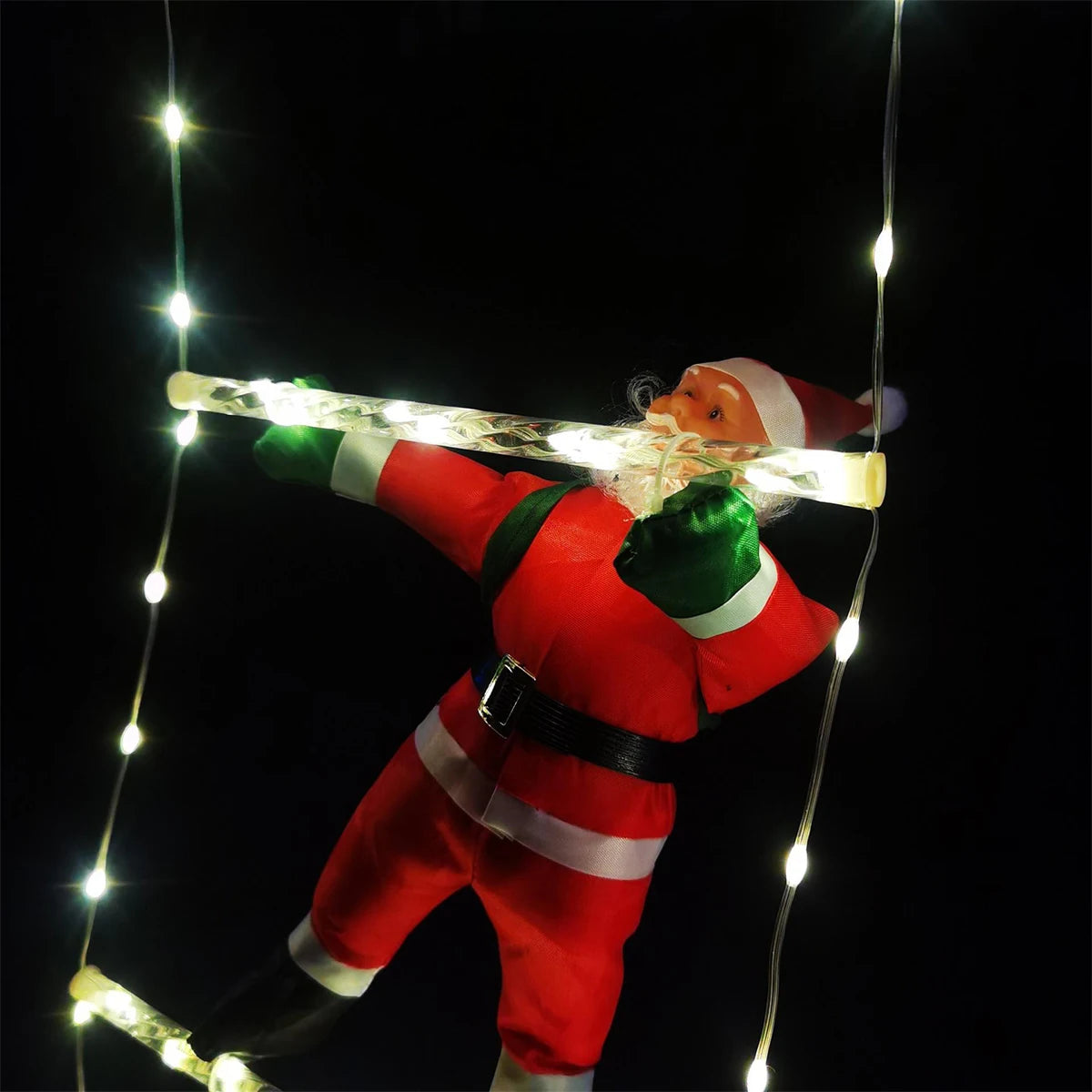 Ihomed 3M Santa Claus Climbing Ladder Warm Light 2024 Christmas Decoration for Home Outdoor Garden Cristmas tree Ornement New Year Gift