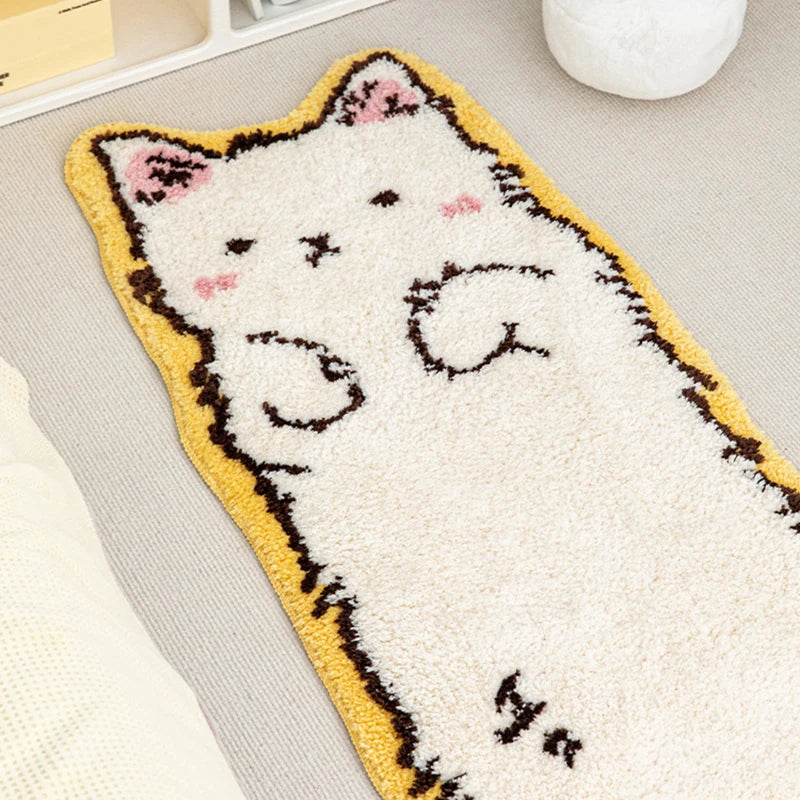 Ihomed Tufting Cat Bedside Rug Fluffy Carpet Bathroom Floor Pad Kids Room Cartoon Foot Mat Bedroom Doormat Aesthetic Home Winter Decor