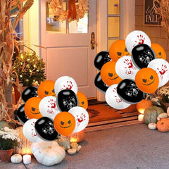 Ihomed 12 Inch Halloween Balloons Set Black Orange White Inflatable Latex Balloon Kids Toys Pumpkin Skeleton Bar Party Decor Balloons