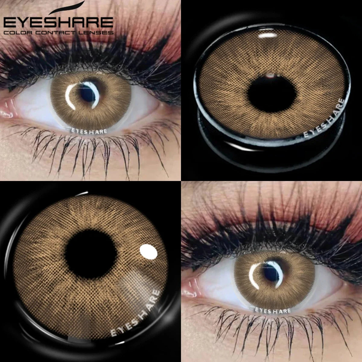 Ihomed 1pair Colored Contact Lenses Natural Brown Color Lenses Yearly Use Beauty Makeup for Eyes Contact Lenses For Eyes Color