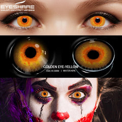 Ihomed 2Pcs Halloween Colorful Contacts Lenses Anime Cosplay Eyes Lens Blue Yellow Multicolored Lenses Yearly Beautiful Pupils