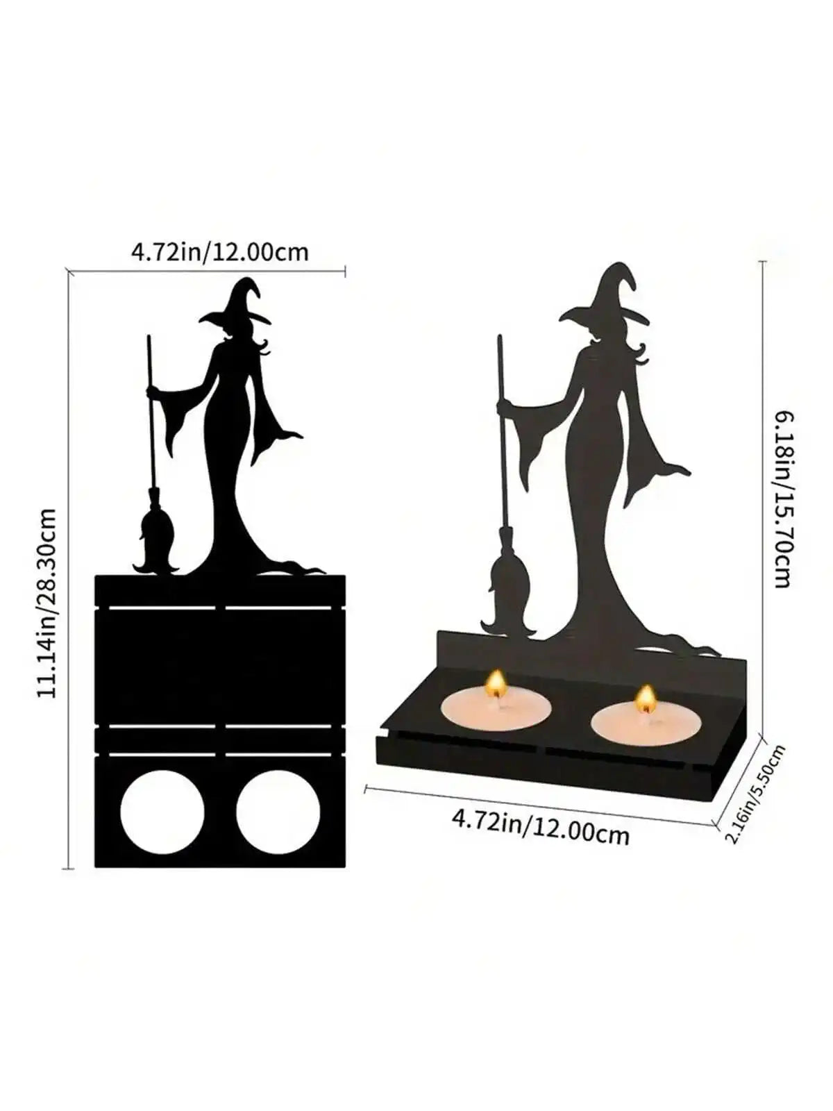 Ihomed 1pc Ironwork Halloween Candle Holder,Can hold two candles,Halloween Decorations Witch ,fordoor Party Decor,Not Includ Candles.