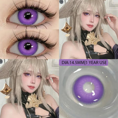 Ihomed Contact Lenses 1 Pair Purple Lenses Red Lens Cosplay Colored Lenses Anime Blue Lens Halloween Colorful Makeup Eye Cosmetic