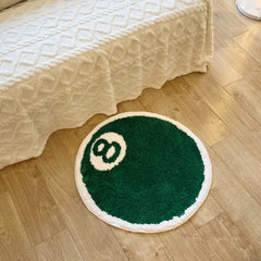 Ihomed Green No. 8 Round Billiards Tufting  Rug Carpet Soft Plush Tufted Mug Kitchen Carpet Rugs Non-Slip Abosrbent Bathroom Floor Mat