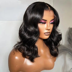 Ihomed Glueless Body Wave Short Bob Human Hair Wigs for Women 13x4 HD Transparent Lace Frontal Wig Unice Peruvain Remy Hair Closure Wig