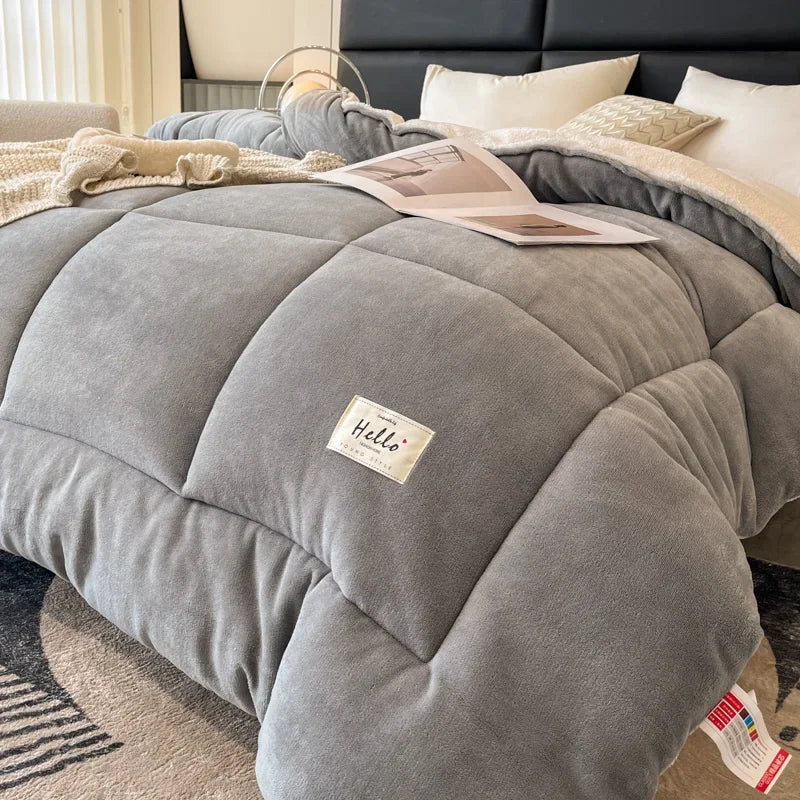 Ihomed New Thicken Milk Fleece Winter Blanket Warm Artificial Lamb Cashmere Weighted Blankets for Bed Soft Warmth Comforter Duvet Core