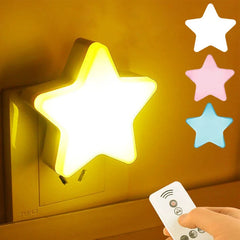 Ihomed LED Night Light Star Shape Remote Control Socket Lamp Bedroom Decor Bedside Wall Lamps Kids Children Baby Sleep Night Lights