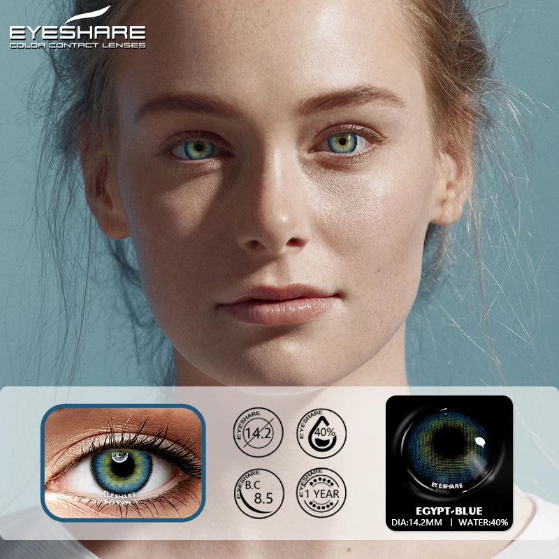 Ihomed Color Contact Lenses for Eyes 2pcs Blue Color Contact Lenses Yearly Cosmetic Contact Lenses  Beauty Makeup Color Lens