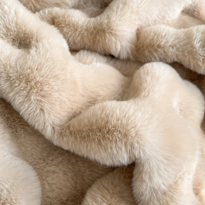 Ihomed Thicken faux fur winter blanket with zipper plush bed linen fluffy bed cover quilt Duvet cover Microfiber bedding Sofa Blankets