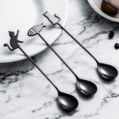 Ihomed Coffee Spoon Lovely Cute Cat Shape Teaspoon Dessert Snack Scoop Ice Cream Mini Spoons Kitchen ToolsTableware 304 Metal