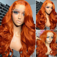 Ihomed 13x6 Hd Lace Frontal Wig Body Wave Orange Ginger Lace Front Wigs 100% Human Hair For Black Women 36 Inch Colored Wigs Brazilian