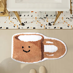 Ihomed Tufting Food Bathmat Funny Taiyaki Coffee Cup Bathroom Mat Soft Rug Bedroom Carpet Floor Safety Pad Aesthetic Home Room Decor