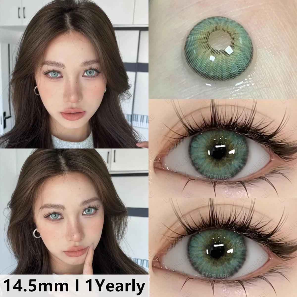 Ihomed 2 pcs/pair New Color Contact Lenses for Eyes Green Contact Lenses Colorful Fashion Gray Contact Yearly Brown Eye Lenses