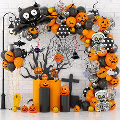 Ihomed Halloween Balloon Garland Arch Bat Spider Pumpkin Foil Baloons Halloween Party Decorations Baby Shower Supplies Halloween Globos