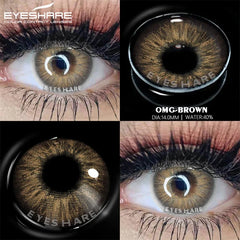 Ihomed 1pair Colored Contact Lenses Natural Brown Color Lenses Yearly Use Beauty Makeup for Eyes Contact Lenses For Eyes Color