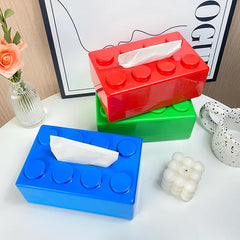 Ihomed Creative Building Blocks with Spring Tissue Box Wall-mounted Perforation-free Paper Holder Bathroom Face Towel Box Organizer