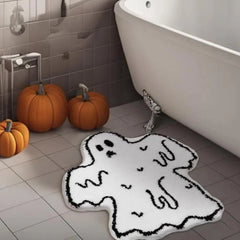 Ihomed Cute Ghost Rug Fun Home Decoration Accent Spooky House Decor Halloween Themed Bedroom Soft Flannel Non Slip Carpet Gift Ideas