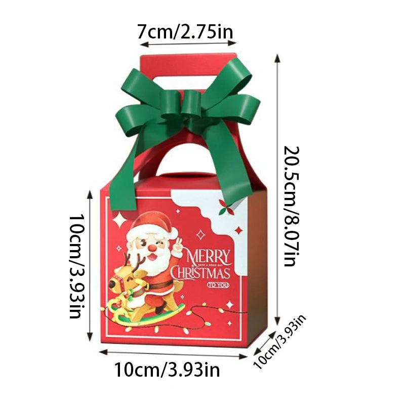 Ihomed 1Pcs Merry Christmas Bow Gift Boxes Chocolate Candy Cookie Packaging Box Santa Claus Decorations Xmas New Year Present Box