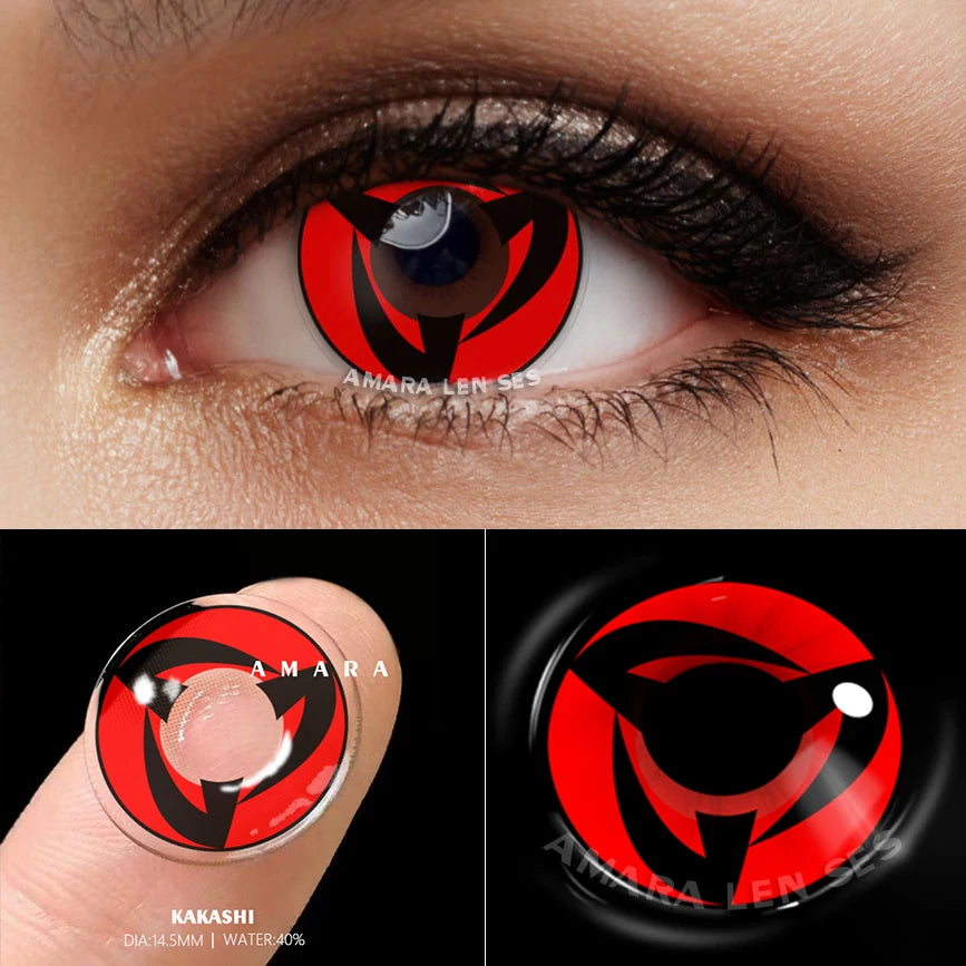 Ihomed 2pcs Halloween Contact Lenses For Eyes Anime Kakashi Pupils Red Cosplay Contact Lens Red Eye Cosmetic Color Lens Eyes