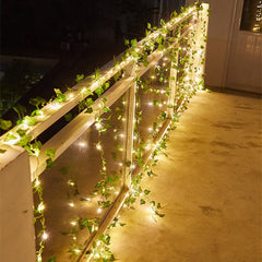 Ihomed Flower Green Leaf String Lights Artificial Vine Fairy Lights Battery Powered Christmas Tree Garland Light for Weeding Home Decor