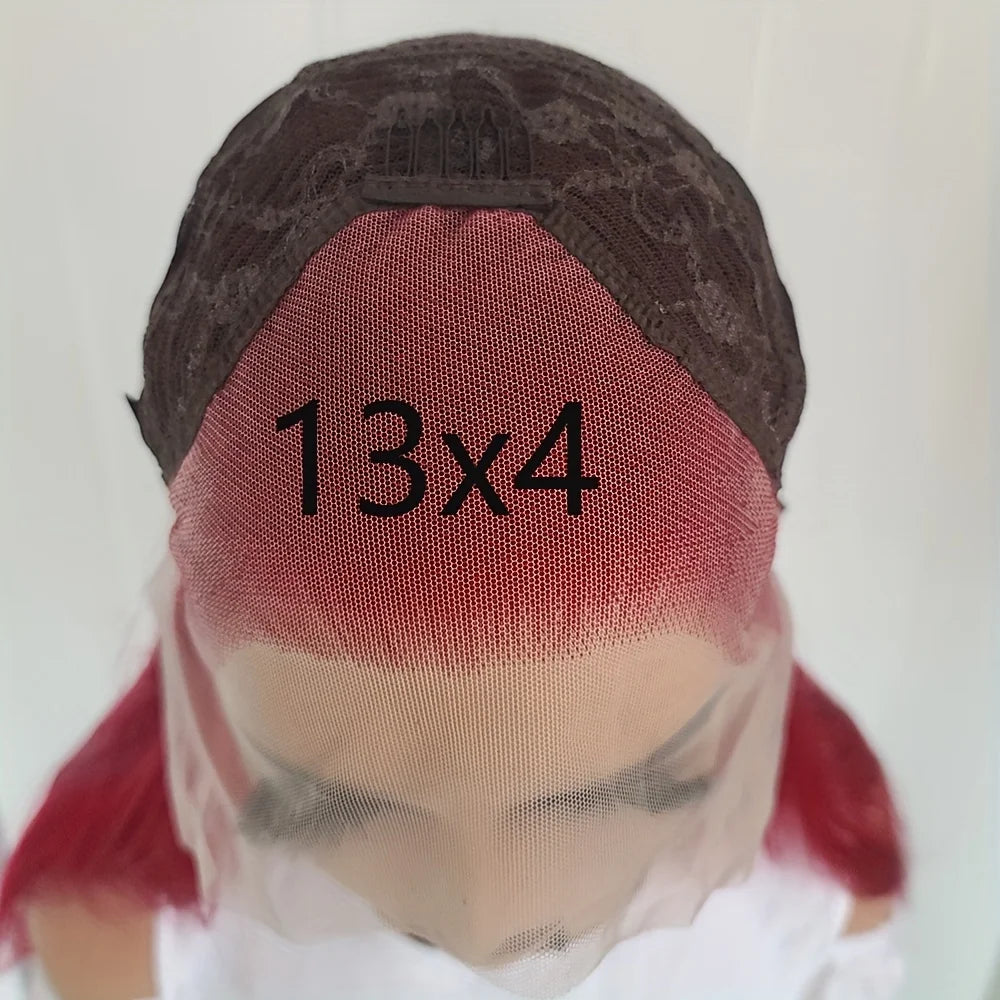 Ihomed Dark Red Wig Silky Straight Synthetic Lace Front Wig Natural Long Burgundy Colored Hair 13X4 Lace Frontal Wigs for Women Party