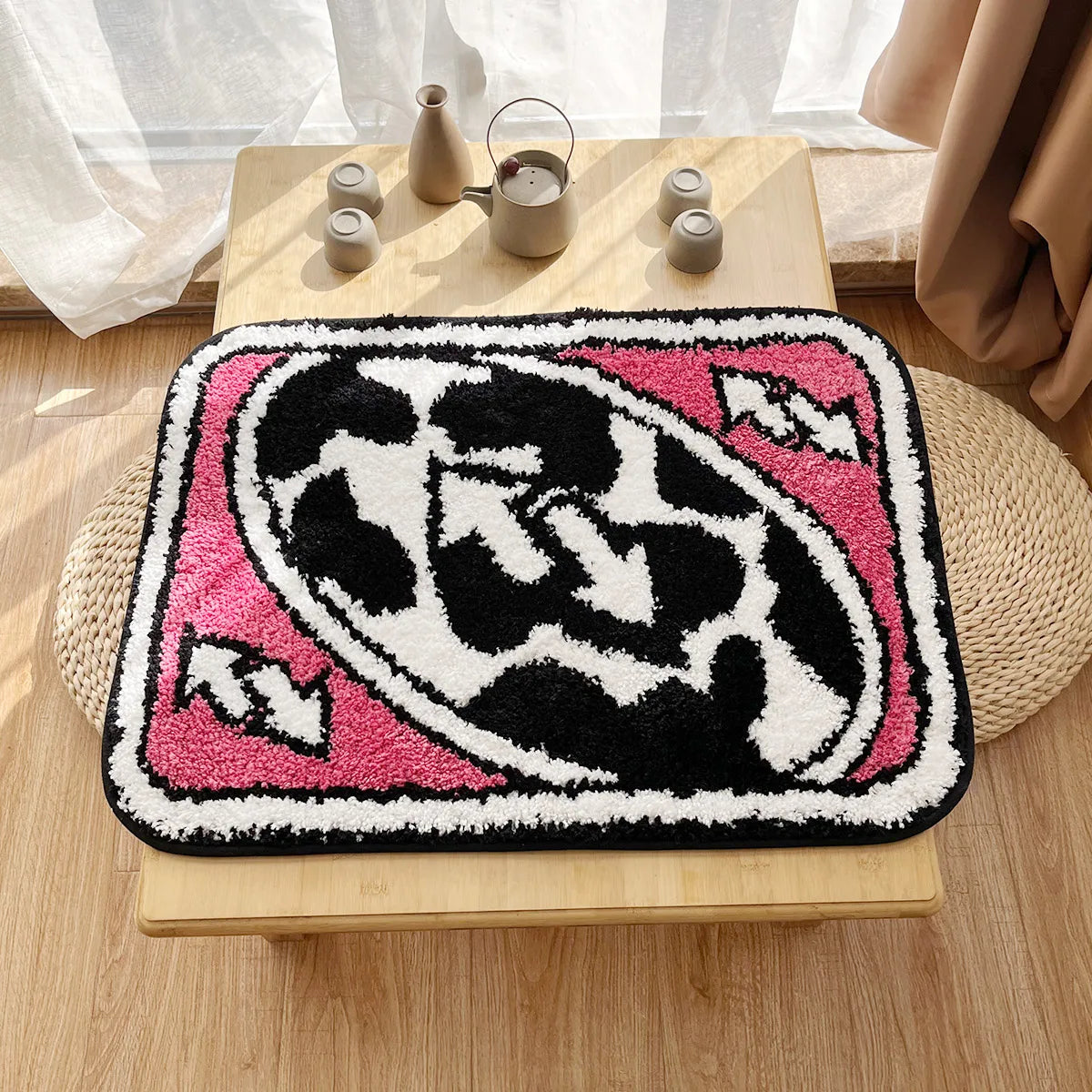 Ihomed Reverse Card S-grade Rug for Friend Rooms Purple Handmade Tufted Rug for Birthday Gift Fluffy Soft Rectangle Mat