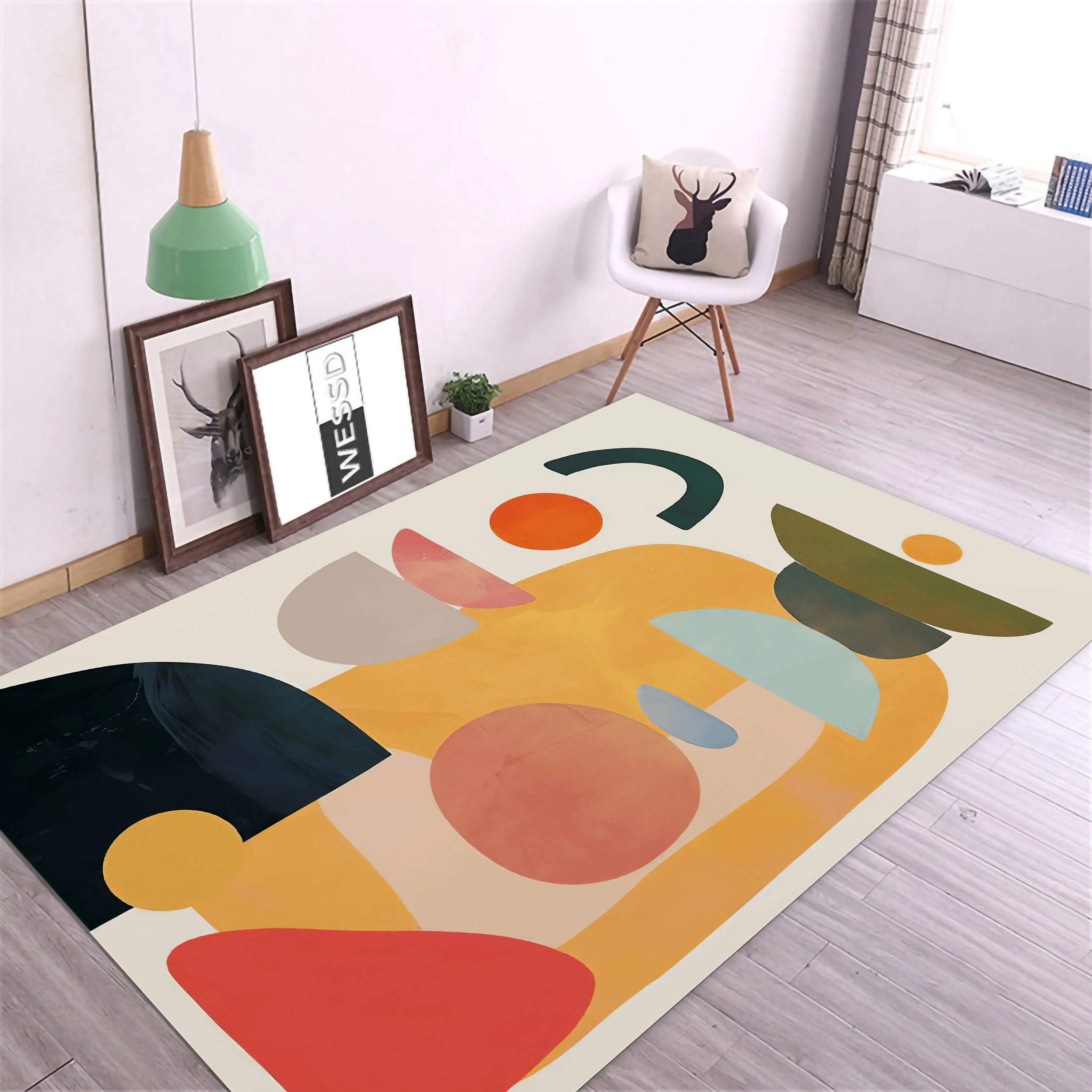 Ihomed Soft Modern Abstract Rug Minimalist Nordic Scandinavian Area Rugs for Living Room Rug Bedroom Diningroom Kitchen Home Decoration