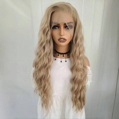 Ihomed Ash Blonde Wig Deep Wave Synthetic Lace Front Wig Long Curly Natural Wavy Colored Hair 13X4 Lace Frontal Wigs for Women Party