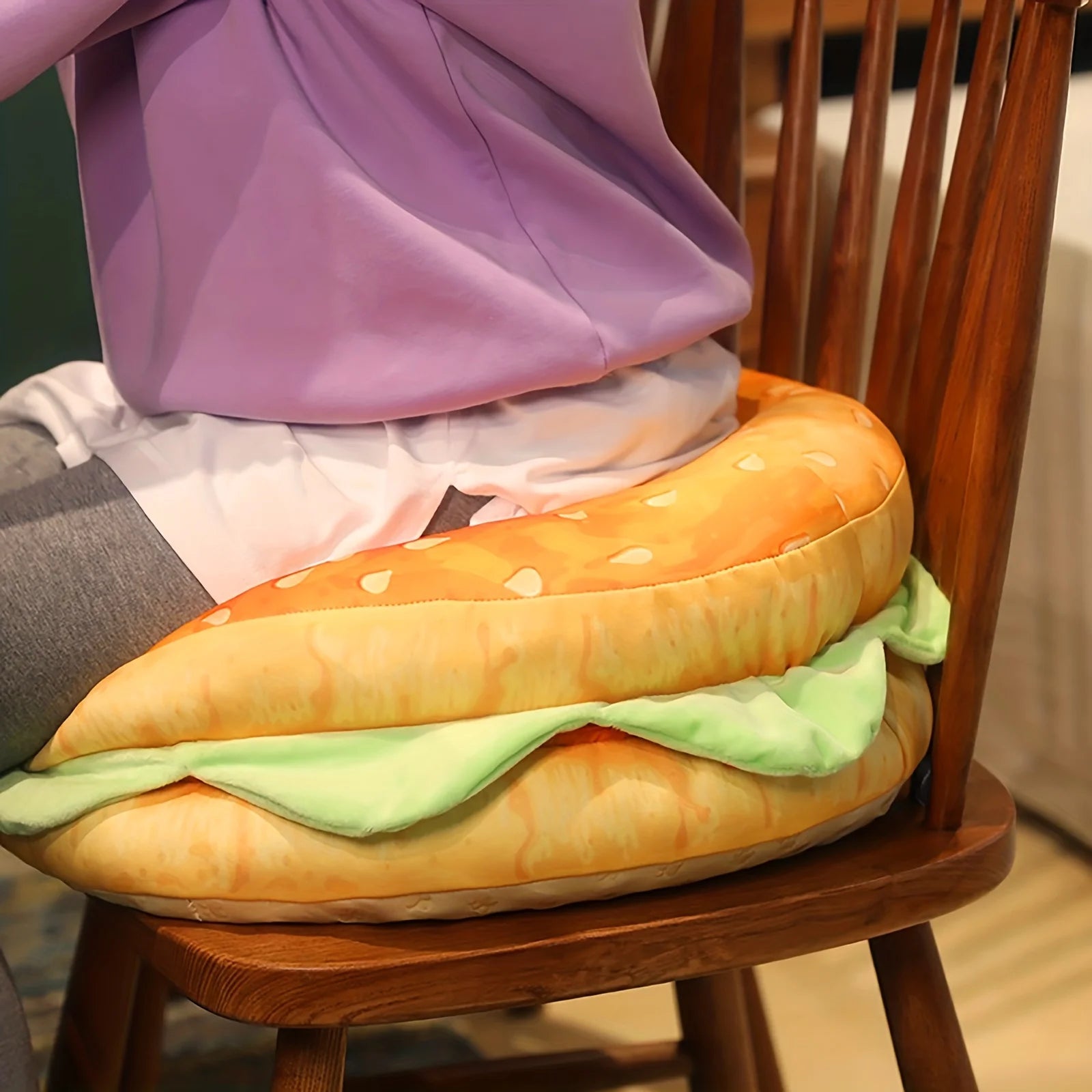 Ihomed 1 Realistic Hamburger Pillow Cushion 2-in-1 Foldable Integrated Cushion Fun Prank Gift Hamburger Pillow Large Plush Pillow Toy