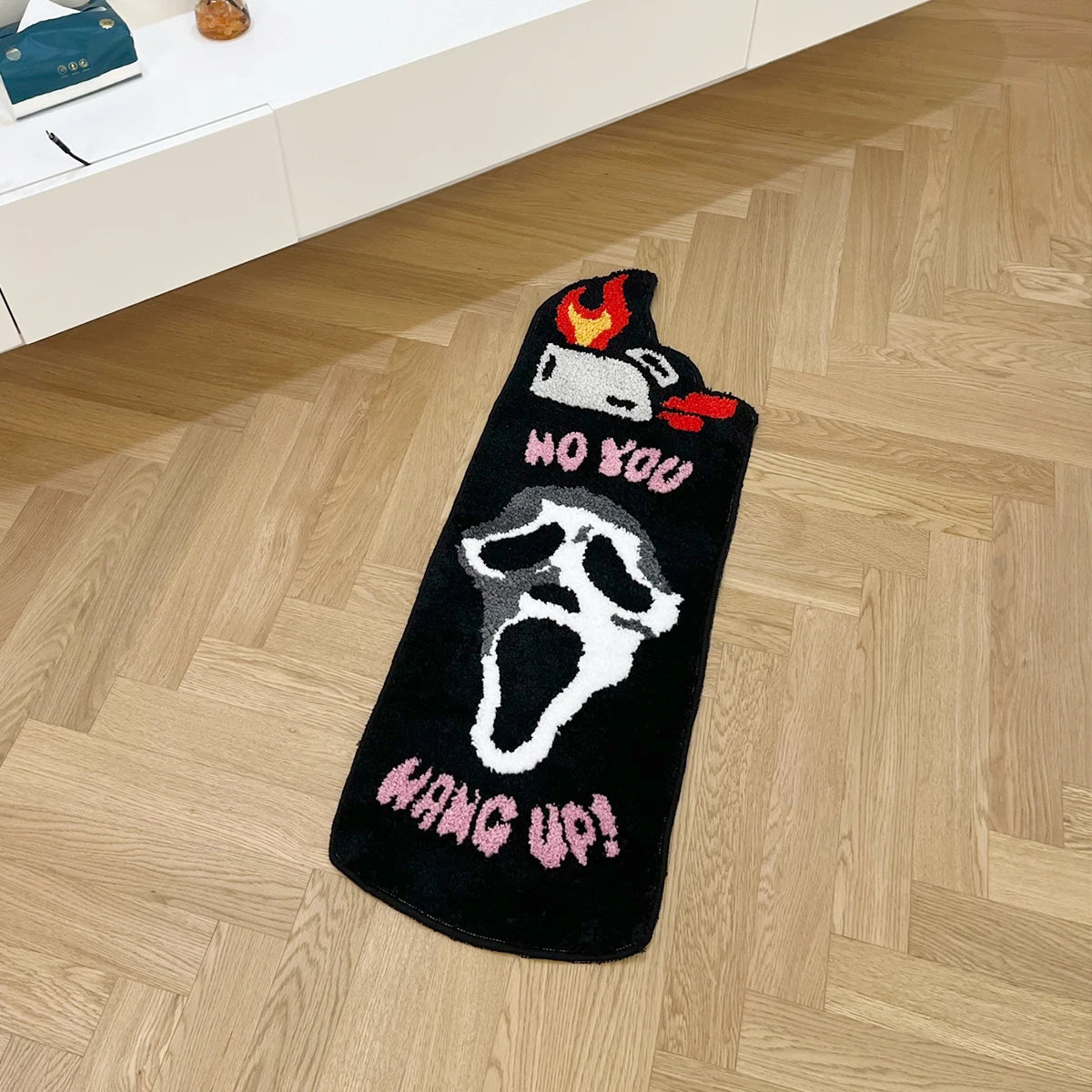 Ihomed Black Ghost Lighter Flocking Rug Bedroom Rug Bedside Mat Anti Slip Entrance Carpet Flocking Fluffy Floor Doormat Home Room Decor