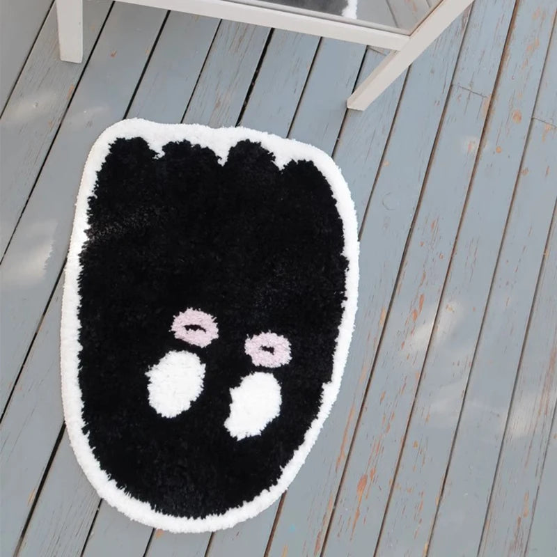 Ihomed Tufting Ghost Bathroom Mat Black White Rug Bathmat Bedroom Living Room Carpet Floor Tidy Foot Pad Doormat Aesthetic Home Decor