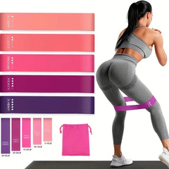 Ihomed 5pcs Yoga Exercise Resistance Loop Bands With Storage Bag, Elastic Workout Tension Bands For Fitness, Strength Training