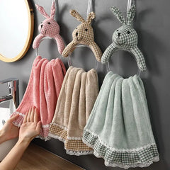 Ihomed Circular Rabbit Hand Towel Hanging Quick Drying Handkerchief Kitchen Bathroom Acceesories Household Microfiber Towel Cute 2025