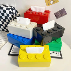 Ihomed Creative Building Blocks with Spring Tissue Box Wall-mounted Perforation-free Paper Holder Bathroom Face Towel Box Organizer