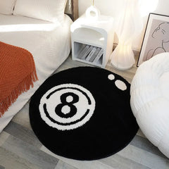 Ihomed 2024New Black And White 8 Ball Rugs Simulation Billiards Round Tufting Rugs Bedroom Floor Mat Aesthetic Home Decor Custom Carpet