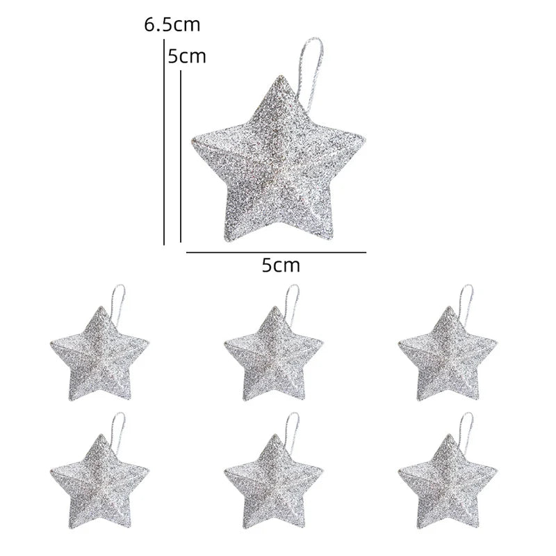 Ihomed Gold Glitter Star Ornaments Christmas Tree Hanging Pendant 2024 Christmas Decorations for Home Navidad New Year Party DIY Gift