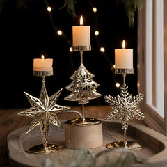 Ihomed Christmas Golden Wrought Iron Candlestick Star Elk Christmas Tree Candle Holder Merry Christmas New Year Table Decoration