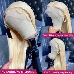 Ihomed 34 38 Inch 613 Honey Blonde Bone Straight 13x6 Lace Front Human Hair Wig Brazilian Colored 13x4 Lace Frontal Wigs For Women