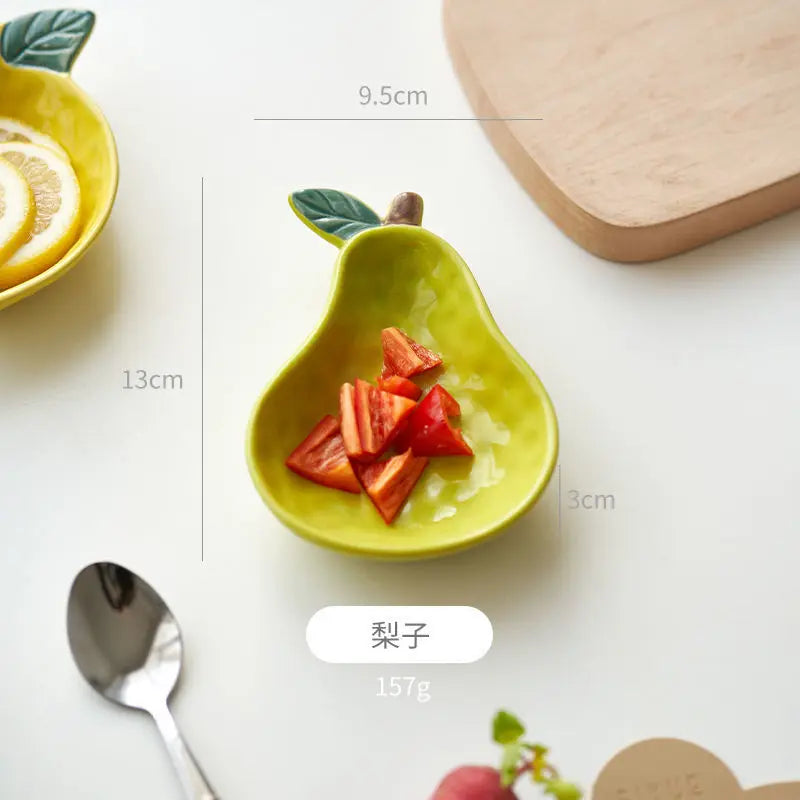 Ihomed Japanese Style Ceramic Fruit and Dish Plate : Perfect for Home and Kitchen Decor Apple Pear Lemon Dinner Plate Kitchen Acceesor