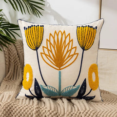 Ihomed Towel embroidered Flower Cushion Cover Linen Simple Sofa Headboard Pillow Case Office Cushion Cover Cogines 45x45cm