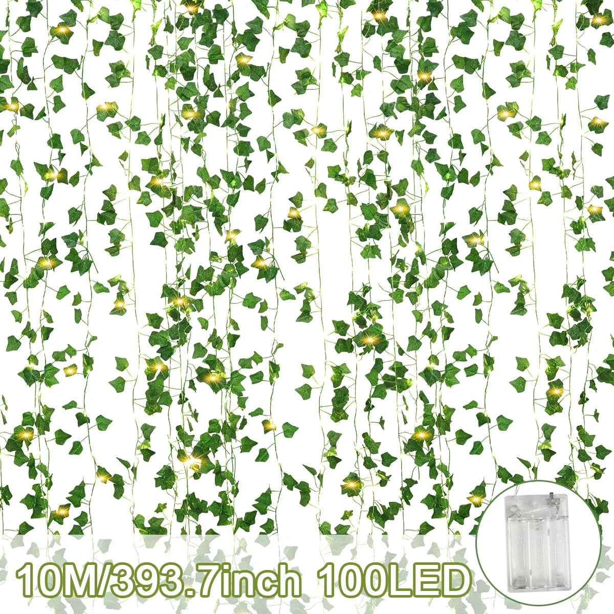 Ihomed Flower Christmas Gold Leaf String Lights Artificial Vine Fairy Lights Battery Powered Christmas Tree Garland Light for Weeding Home Decor